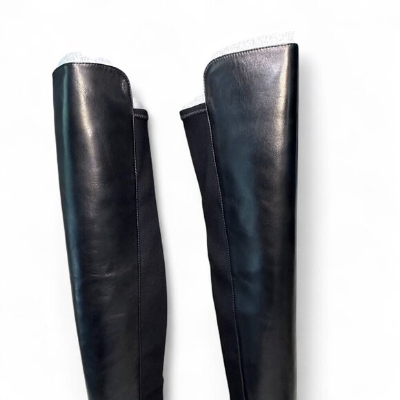 Stuart Weitzman 5050 Lift Over the Knee Flat Leather Boots Black, NEW IN BOX - 7 - Picture 4 of 16